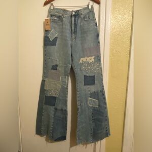 Polo by Ralph Lauren Blue Patchwork Flare Jeans